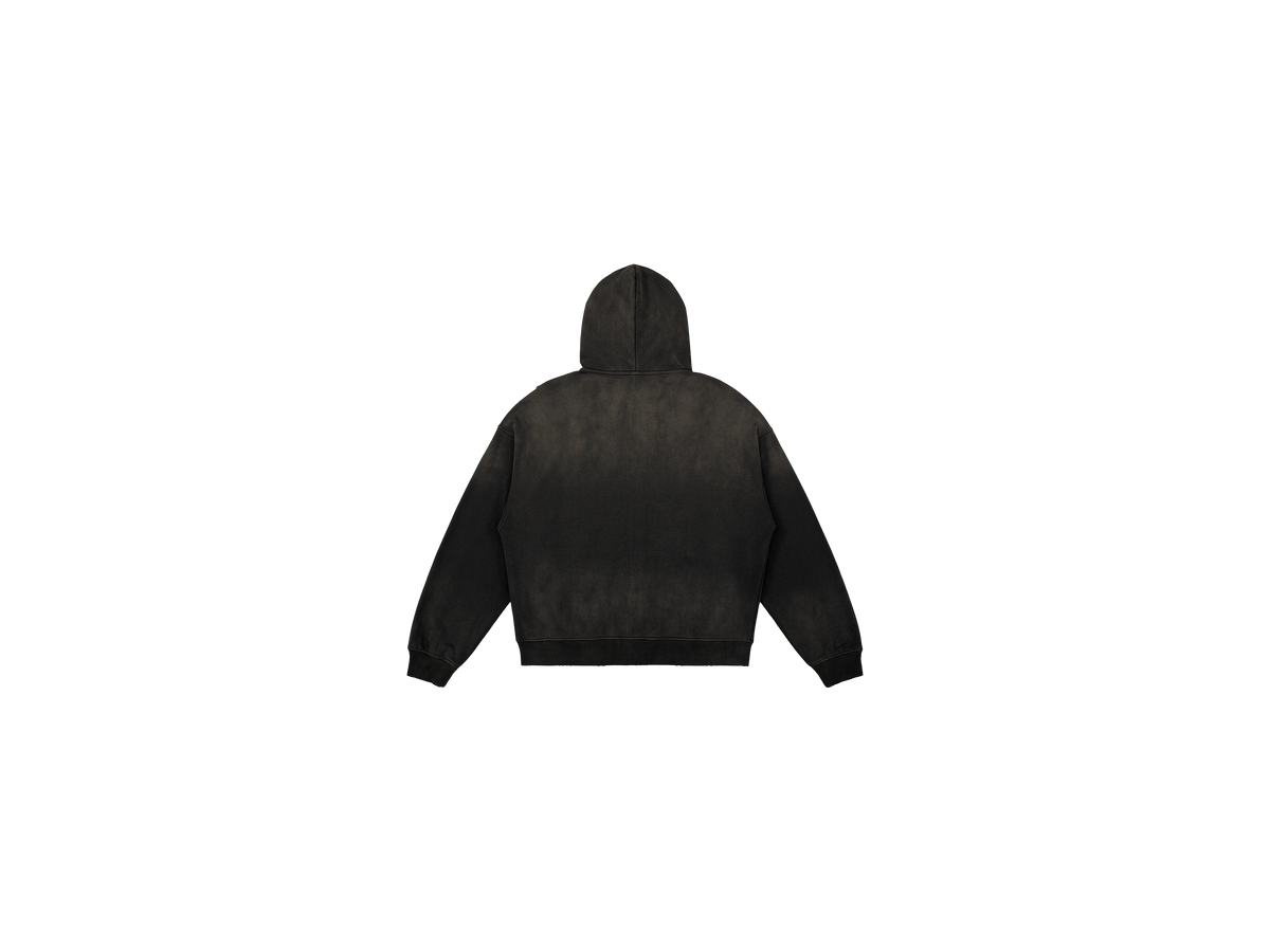 440GSM Unisex Sun Faded Distressed Full-zip Hoodie